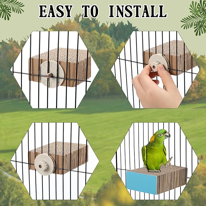 Skyygemm 2 Pieces Parrot Toy Bird Chew Cage Accessories Flat Perch Bird Paw - Image 5