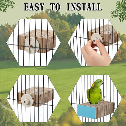 Skyygemm 2 Pieces Parrot Toy Bird Chew Cage Accessories Flat Perch Bird Paw - Image 5