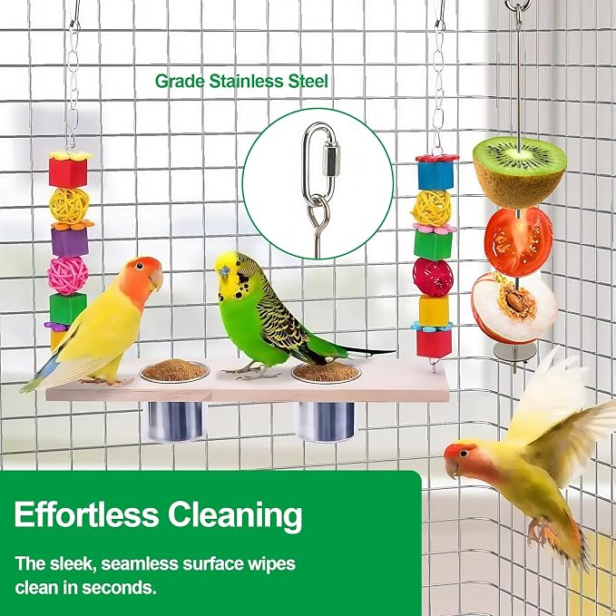 2 Pcs Bird Cage Food Holder Stainless Steel Parrot Fruit & Vegetable Skewer - Image 6