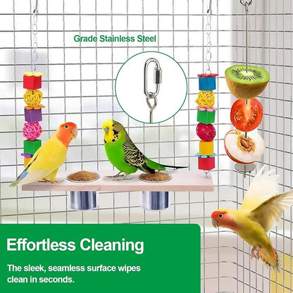 2 Pcs Bird Cage Food Holder Stainless Steel Parrot Fruit & Vegetable Skewer - Image 6