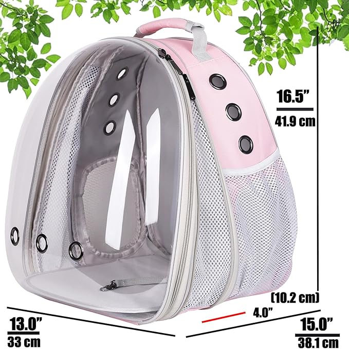 Front Expandable Cat Backpack Carrier, Fit up to 20 lbs, Space Capsule Bubble - Image 2