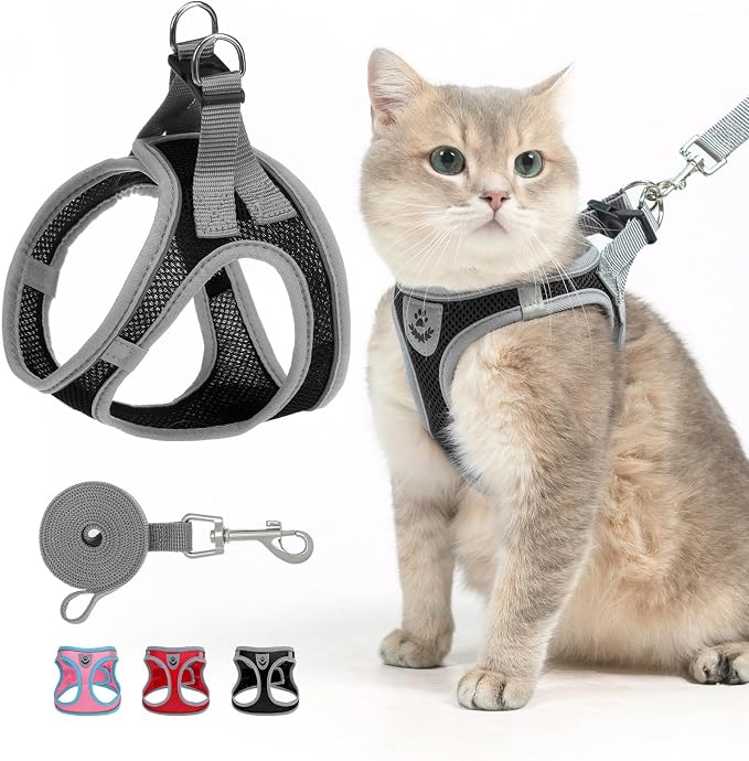 SCENEREAL Cat Harness and Leash Set Escape Proof, Adjustable Soft Air Mesh by SCENEREAL