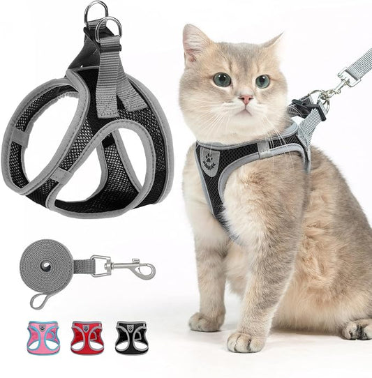 SCENEREAL Cat Harness and Leash Set Escape Proof, Adjustable Soft Air Mesh by SCENEREAL