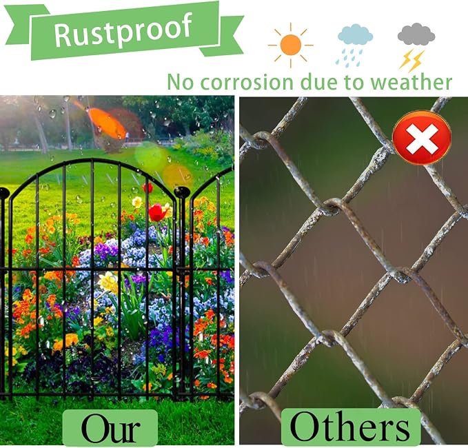 Decorative Garden Fence 17in x18ft, 18 Pack Rustproof Metal No Dig Fence Animal - Image 4