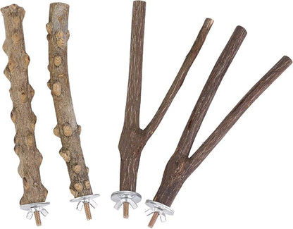 Mogoko 4 Pcs Bird Perches Parrot Stand Natural Wood Perch Parakeet Toys Bird - Image 7