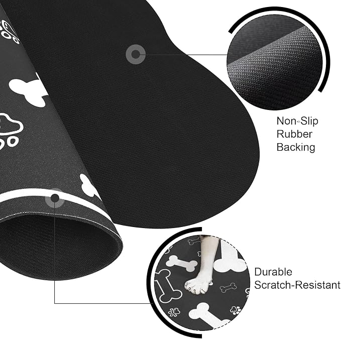 Dog Cat Food Mat, Rapid Absorbent Pet Feeding Mat, Bone Shaped Dog Placemat - Image 3