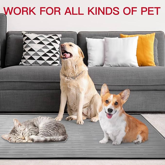 39.4"x29.5" Large Pet Food Mat, Silicone Dog Mats - Image 5