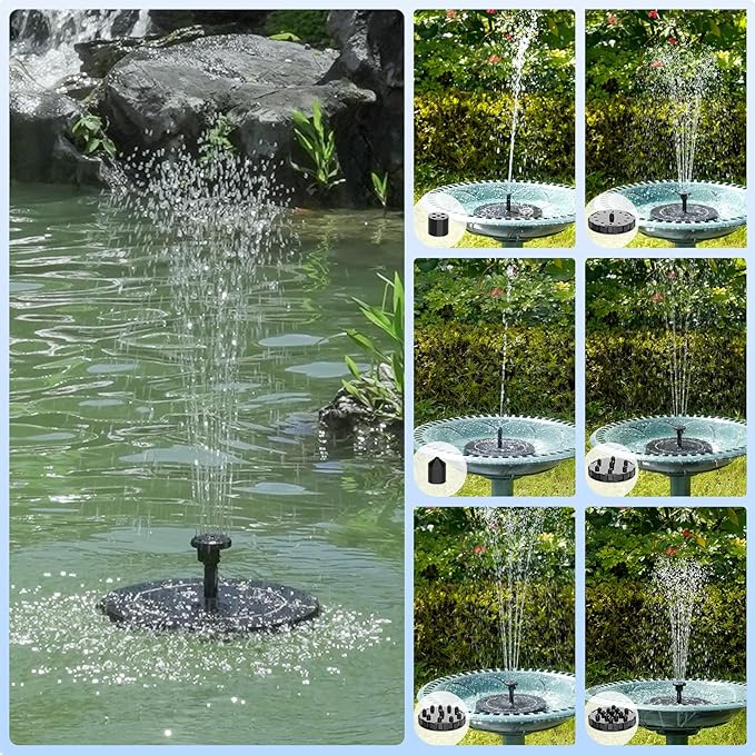 Solar Fountain, 1.5W Solar Bird Bath Fountains Pump Floating Solar Powered - Image 5