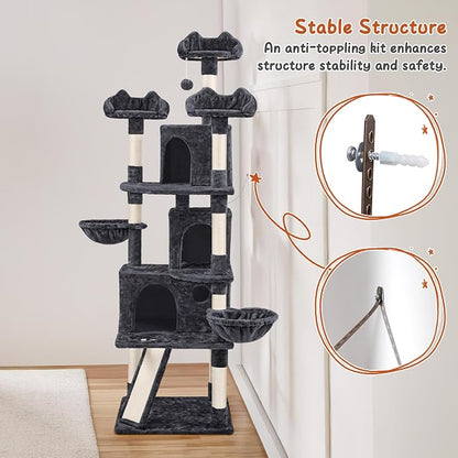 Yaheetech 76.5in Multi-Level Large Cat Tree, Big Cat Tower - Image 8