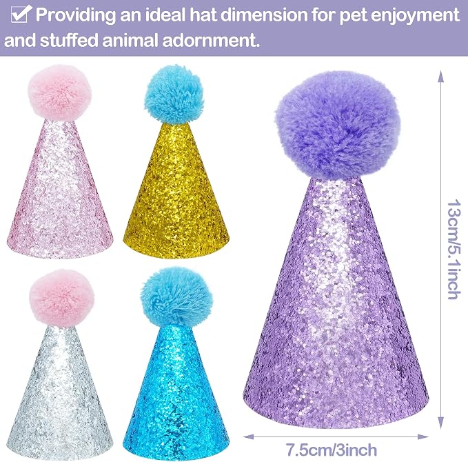 PET SHOW 5 Pack Small Dog Birthday Hats Party Hats - Image 2
