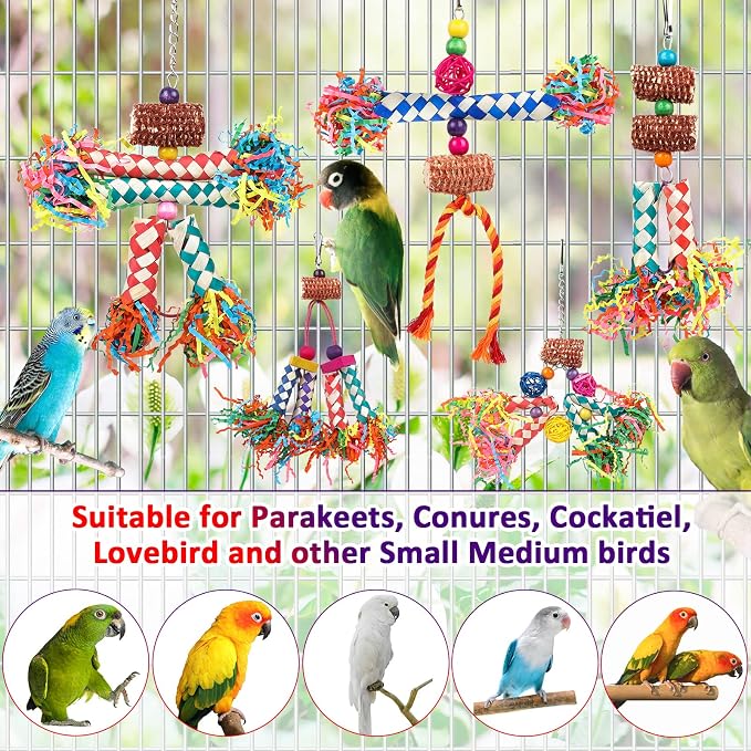 LifeIdeas Bird Shredding Toys, Colorful Bird Foraging Toys - Image 6