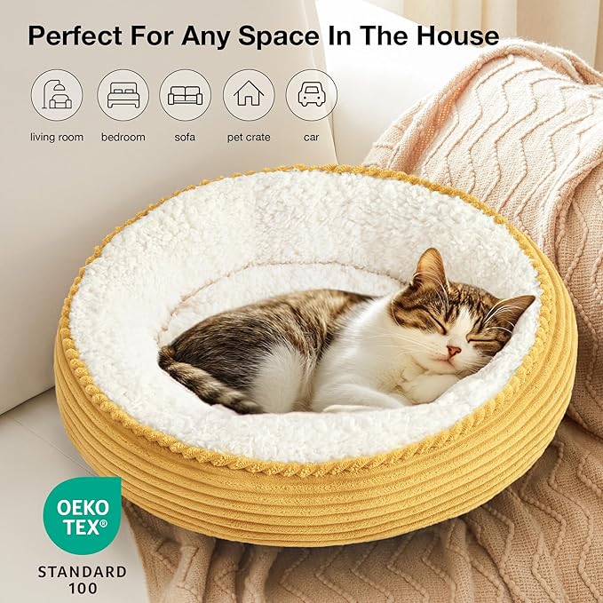 Love's cabin Round Donut Cat and Dog Cushion Bed, 20in Pet Bed - Image 6