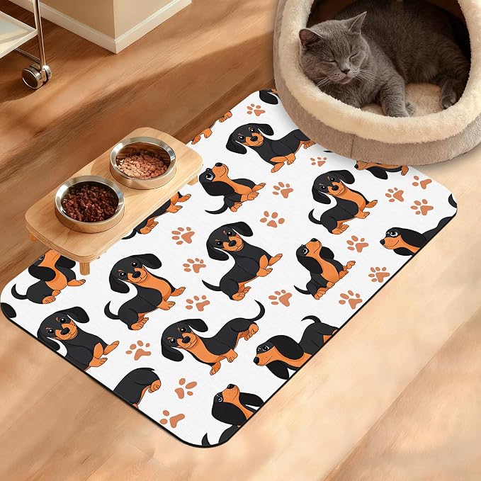 Dog Bowl Mat, Dog Dachshund Pet Feeding Mat by Unknown