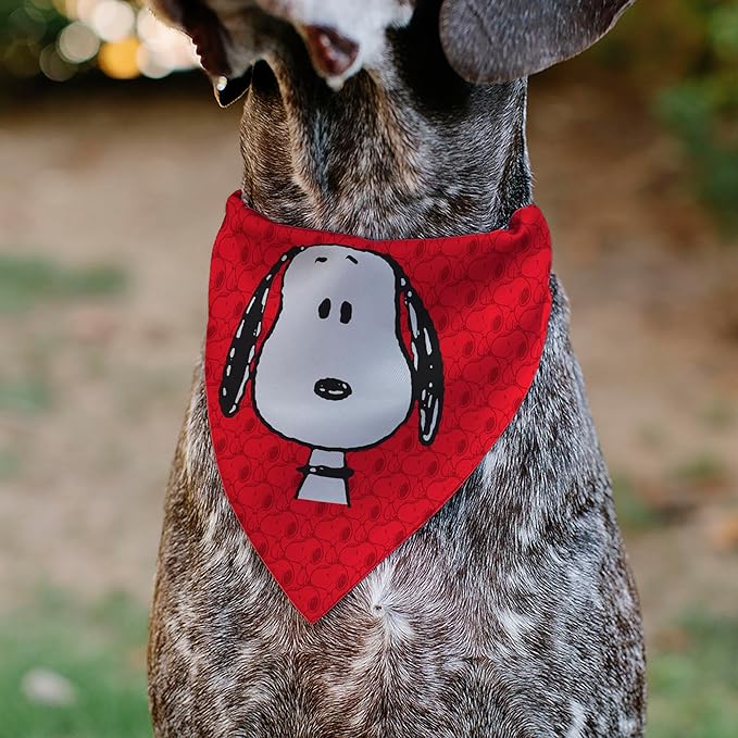 Peanuts Pet Bandana Peanuts Snoopy Face and Profile Pose Reds Slip On Collar - Image 4