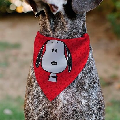 Peanuts Pet Bandana Peanuts Snoopy Face and Profile Pose Reds Slip On Collar - Image 4