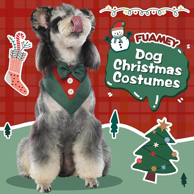 FUAMEY Dog Tuxedo Christmas for Large Dogs, Dog Formal Suit Dogs Attire Pet Bow - Image 2