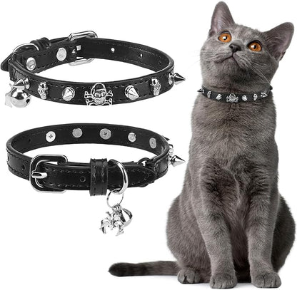 EXPAWLORER Cat Collar for Girl Boy Cats- Adjustable Leather Pet Collar by EXPAWLORER