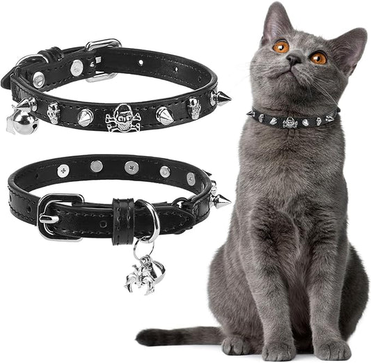 EXPAWLORER Cat Collar for Girl Boy Cats- Adjustable Leather Pet Collar by EXPAWLORER