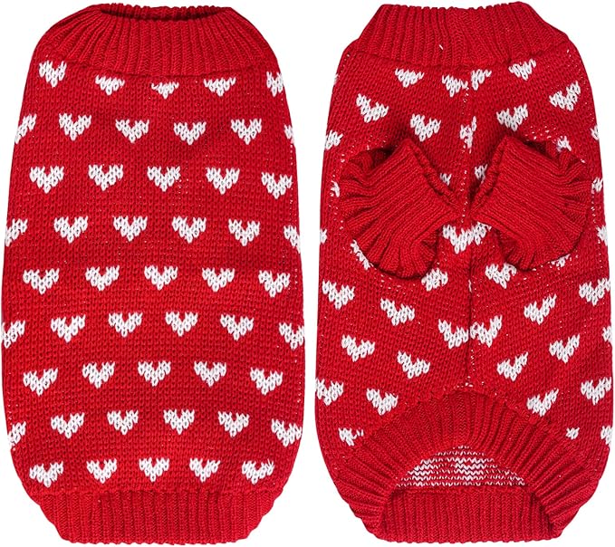 Dxhycc Dog Knitted Heart Sweater Puppy Sweater Warm Soft Pet Holiday Clothes - Image 2