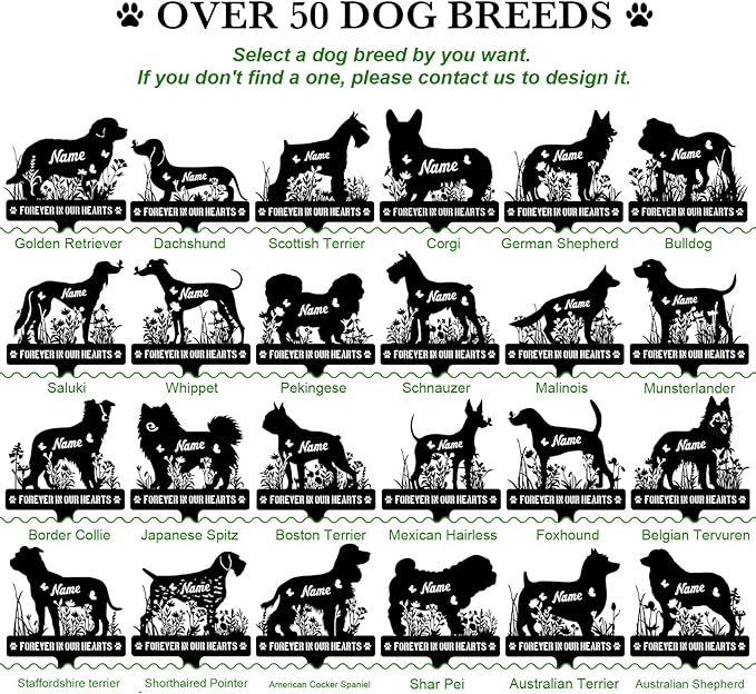 Custom Metal Dog Breed Memorial Stake – Personalized Pet Grave Marker Tombstone - Image 2