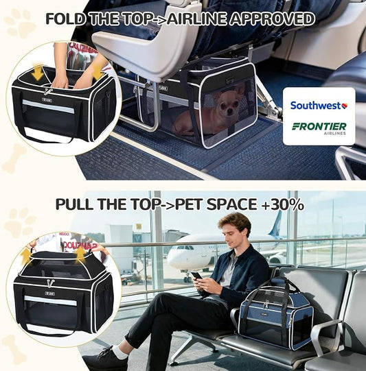 Lekereise Top-Expandable Pet Carrier 18x13x9.5 Inch Southwest Frontier Airline - Image 2