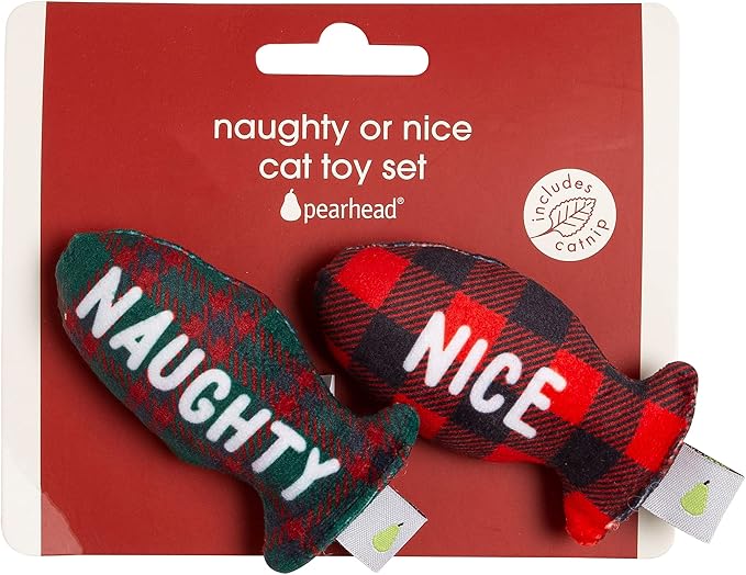 Pearhead Naughty Or Nice Christmas Cat Toy Set, Holiday Pet Owner Gift - Image 9