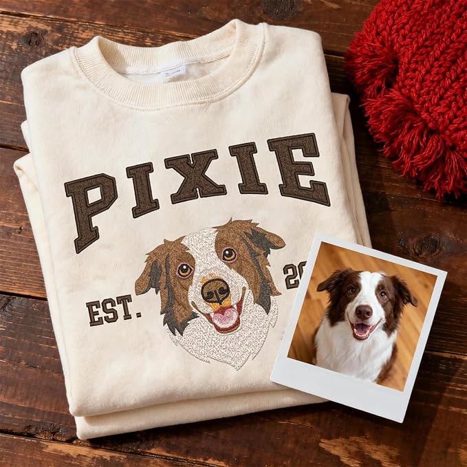 GODLOVER Custom Embroidered Dog Mom Sweatshirt and Hoodie, Line Art Dog Cat - Image 3