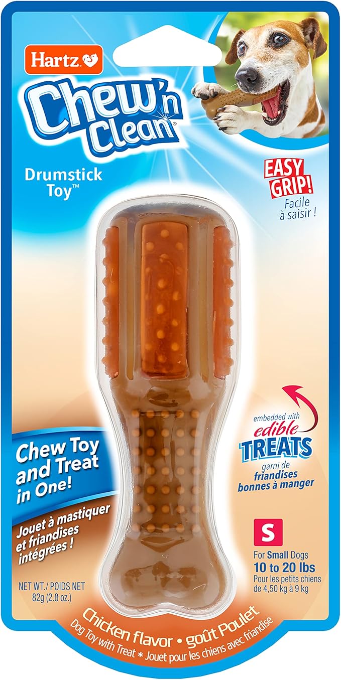Hartz Chew ‘n Clean Chew Toy and Treat in One Chicken Flavored Drumstick Dog Toy by Hartz