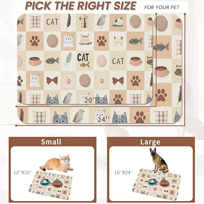 Cute Cat Toy Print Dog Food Mat - Image 2