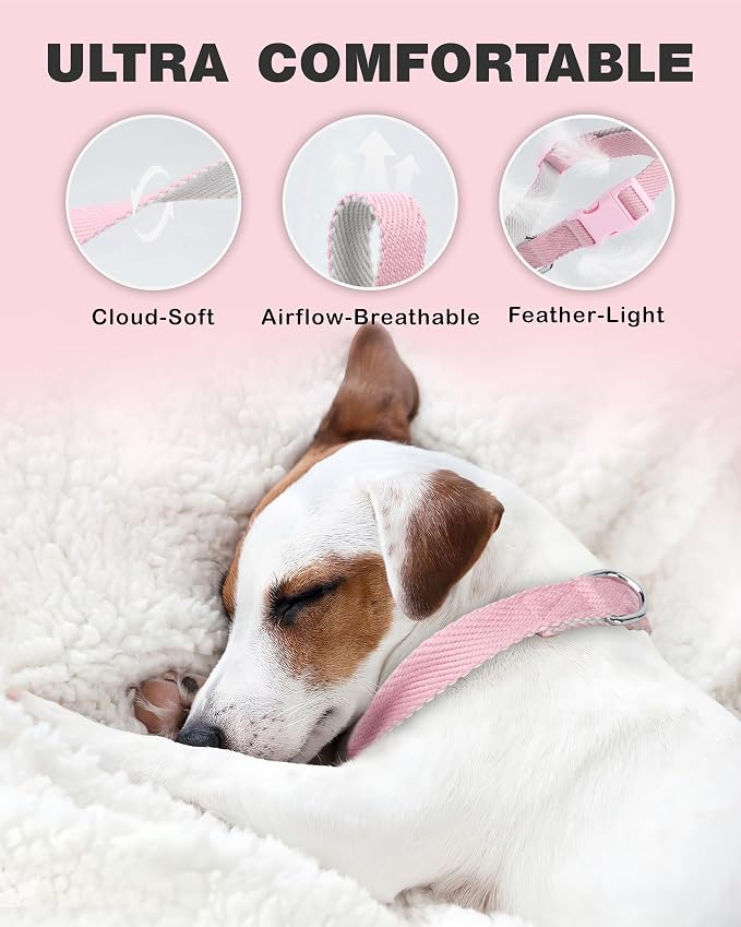 Dynmeow Soft and Breathable Cotton Dog Collar, Durable Adjustable Heavy-Duty - Image 3