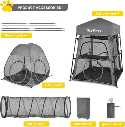 Catio Outdoor Cat Enclosure, 3-in-1 Extra Large Portable Cat Playpen - Image 7