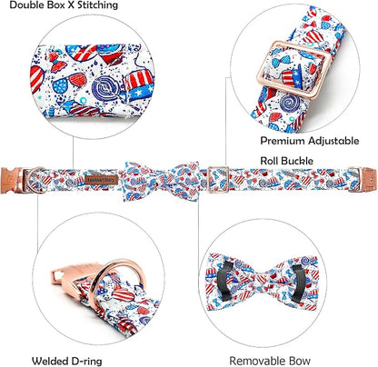 Lionheart glory American Flag Dog Collar, 4 of July Dog Bow Collar Heavy Duty - Image 2