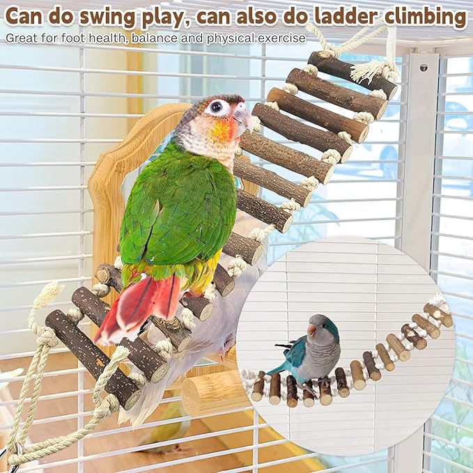 PINVNBY Bird Parakeet Toys, Bird Rope Ladder Swing Hammock Toys, Made of - Image 5