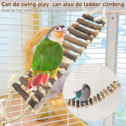 PINVNBY Bird Parakeet Toys, Bird Rope Ladder Swing Hammock Toys, Made of - Image 5