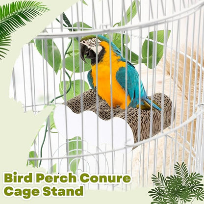 2-Piece Bird Platforms for Macaws, Small Parakeets, Budgies; Brown Corrugated - Image 4