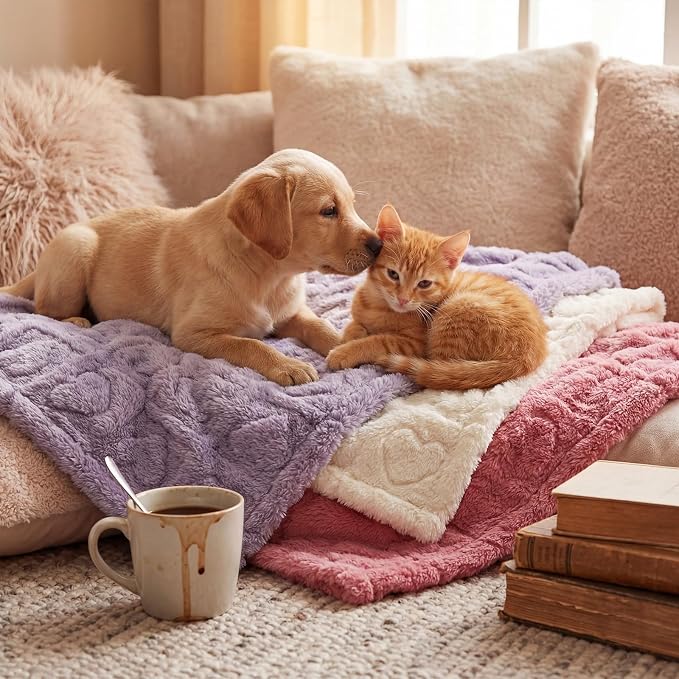 Tegeme 3 Pcs Small Dog Blanket 280 GSM Washable Pet Bed Cover Soft Fluffy Puppy - Image 6