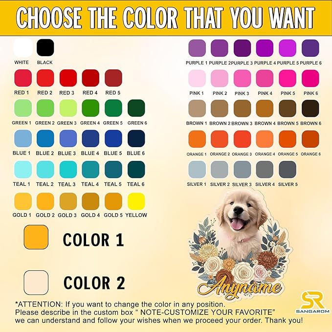 Custom Pet Face Photo Name Floral Sticker Personalized Text Image Animal Flower - Image 2