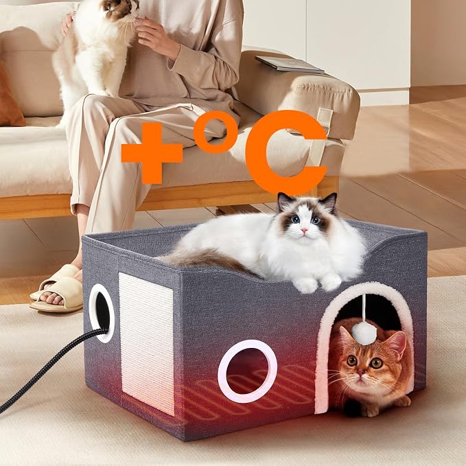 Indoor Heated Cat House, Adjustable Temperature Cat Heating Bed - Image 8
