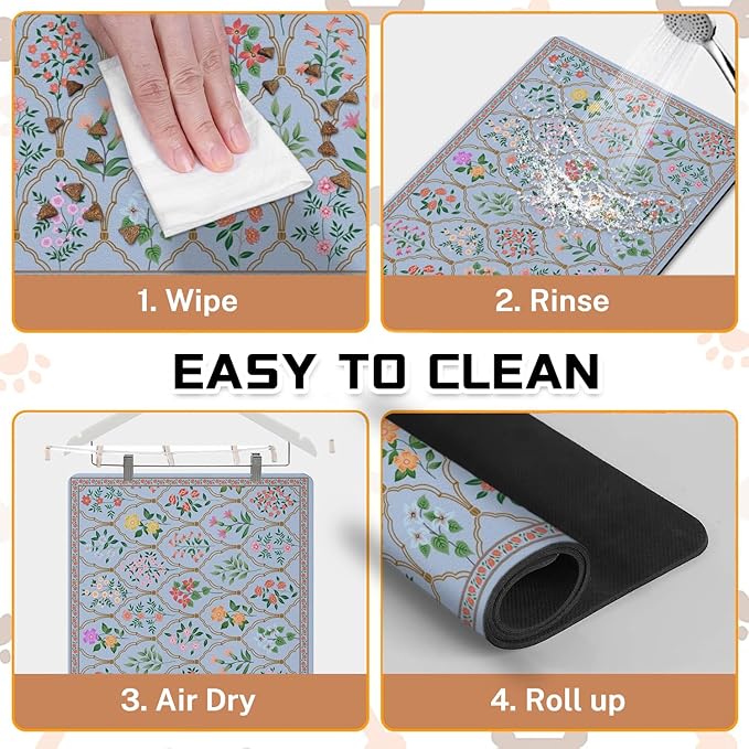 Absorbent Pet Dog Bowl Mat for Food and Water, Pet Cat Food Feeding Mat - Image 6