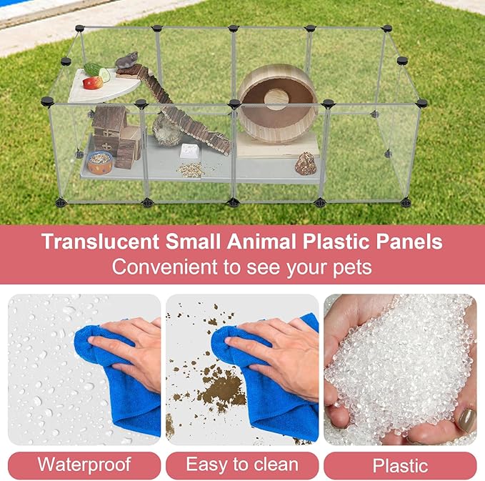 12 Panels Transparent Small Animals Playpen, Plastic Enclosure, Puppy Play Pen - Image 6