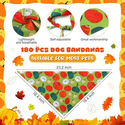 Aliceset 180 Pcs Fall Dog Bandanas Bulk Thanksgiving Bandana - Image 2