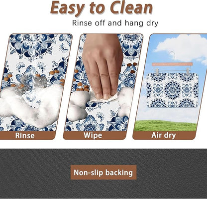 Mandala Flower Dog Food Mat for Floors, Cat Dog Bowl Mats for Food and Water - Image 4