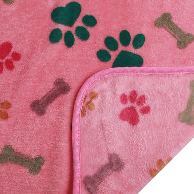 Luciphia 1 Pack 3 Blankets Fluffy Premium Fleece Pet Blanket Flannel Paw Bone - Image 6
