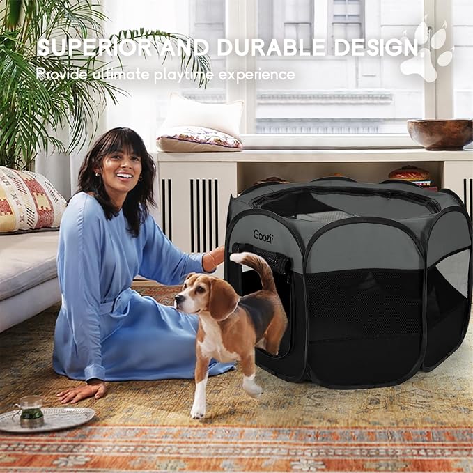 Portable Dog Playpen for Large Dogs, Collapsible Puppy Pet Cat Playpen - Image 3