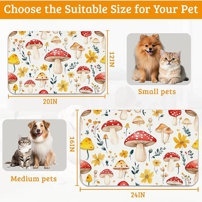 Pet Feeding Mat, Mushroom Absorbent Dog Cat Food Mat Flowers Dog Mat - Image 6