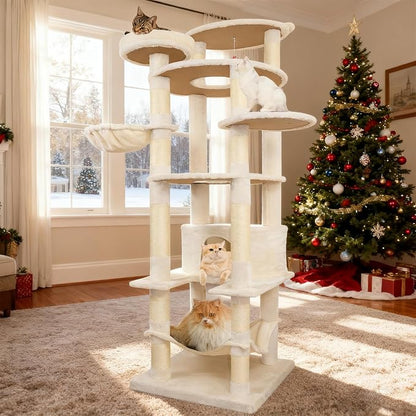 78.8" Large Cat Tree Tower for Indoor Kitties, Sisal Scratching Posts, Hammock - Image 9