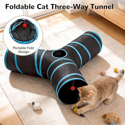 Tempcore Pet Tunnel Tube Cat Toys 3 Way Collapsible, Cat Tunnels - Image 7