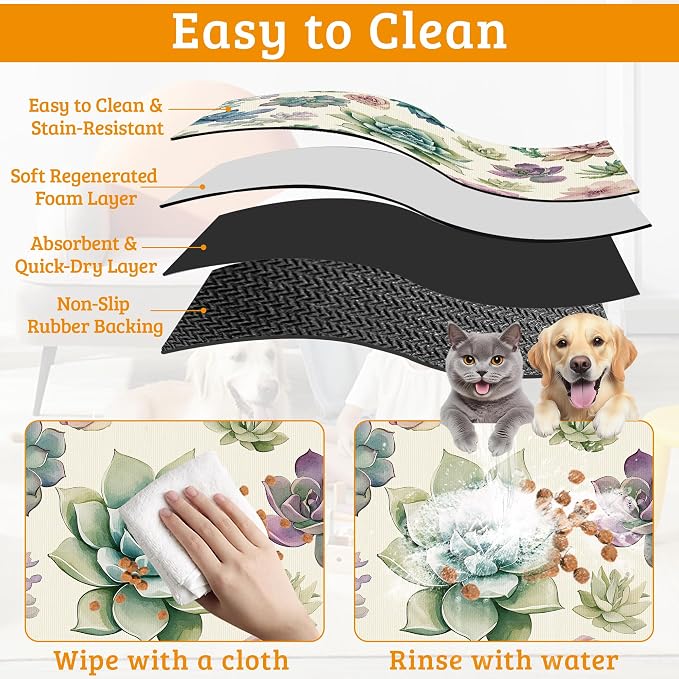 Dog Bowl Mat, Cactus Pet Feeding Mat - Image 5