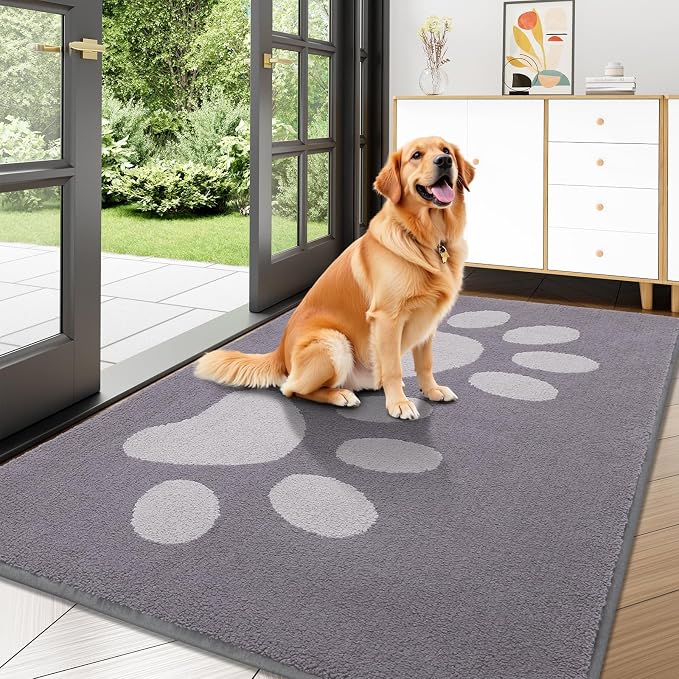 Buganda Dog Door Mat for Muddy Paws, Absorbent Dirt Trapper Washable Indoor by Buganda