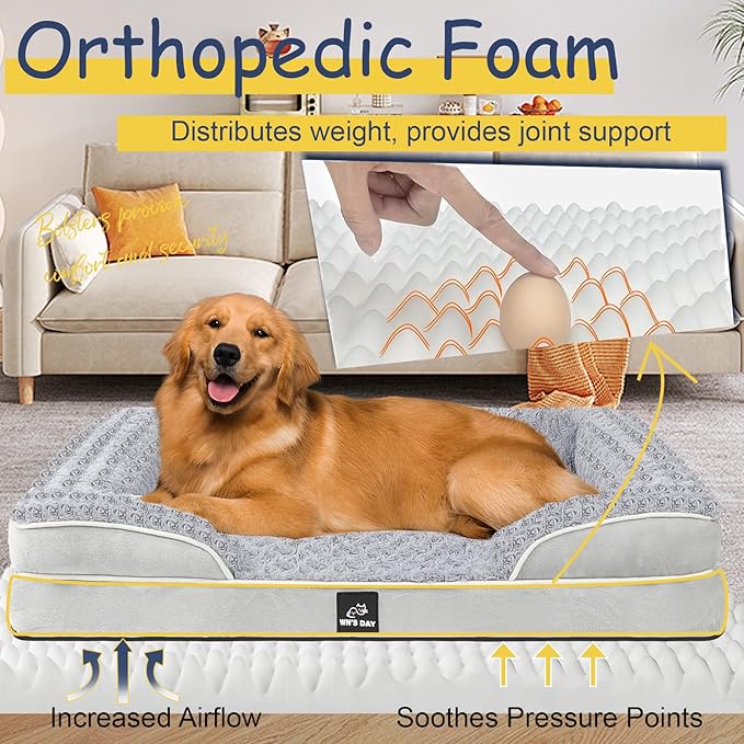 Orthopedic Dog Bed for Large Medium Sized, Washable Memory Foam Large Dog Bed - Image 2